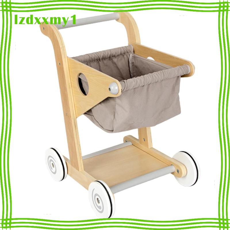 Wood SHOPPING CART Pre-School Young Children Toddler Wooden Toy Trolley