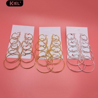 Kiel 6 คู่แฟชั่นวงกลมตุ้มหู Dumble ต่างหูคนดังของขวัญเครื่องประดับ Eardrop