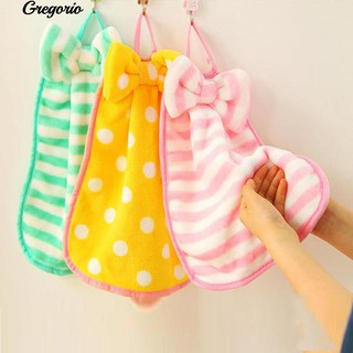 Gregorio Bathroom Kitchen เด็กทารกผ้าเช็ดตัวมือ Bowknot Hanging Wipe Towel