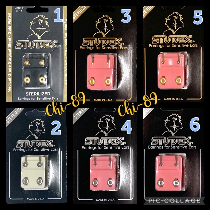 (1คู่)STUDEX ต่างหู สีเงิน/สีทอง ขนาด SML=345มิล(ขนาดรวมตัวเรือน) สำหรับผิวแพ้ง่าย