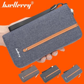 Baellerry พร้อมส่ง กระเป๋าสตางค์ ใบยาว ผ้าแคนวาส มีซิป จุของได้เยอะ ใส่เหรียญ บัตรได้ สําหรับผู้ชาย