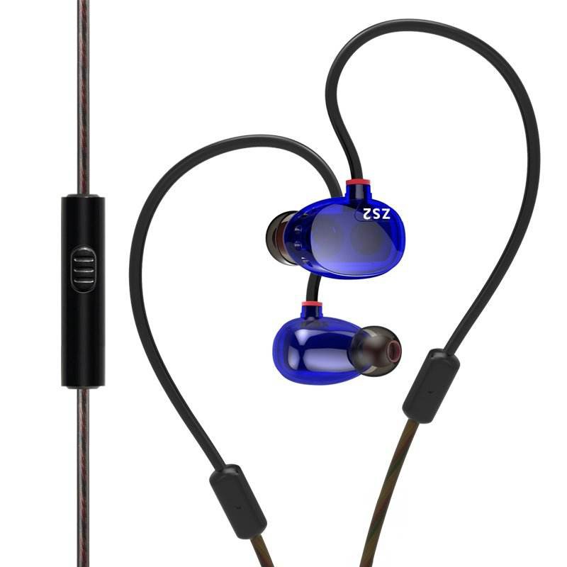 KZ  หูฟังอินเอียร์ ZS2 แบบ 2Driver ไม่มีไมโครโฟน เพิ่ม Subwoofer ให้เบสหนักขึ้น (Blue)