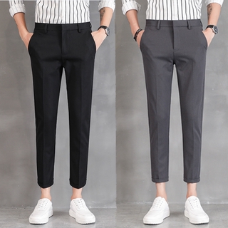 Fashion Korean Nine Pants slim กางเกงขายาว 5ส่วน สไตย์เกาหลี กางเกงลำลองชาย กางเกงสแล็ค