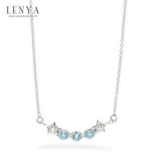 Lenya Jewelry สร้อยคอเงินแท้ 925 ประดับพลอยสีฟ้า บลูโทแพซ (Blue Topaz ) และสีขาว ไวท์โทแพซ ( White Topaz)