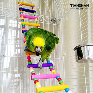 สัตว์เลี้ยงเครื่องประดับ Multicolor Ladder Budgie Climbing Bite Toy Parakeet Swing Bird Toy