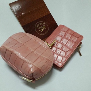 set pink super lady crocodile  wallet กระเป๋าสตางค์จระเข้1299