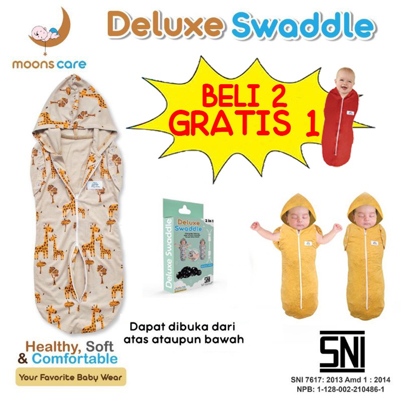 SNI DITA MOONSCARE INSTANT BABY SWADGE WITH MOTIF, CUTE HAND BABY SWADGE, DITA SWADGE, BABY BEDUNG, 