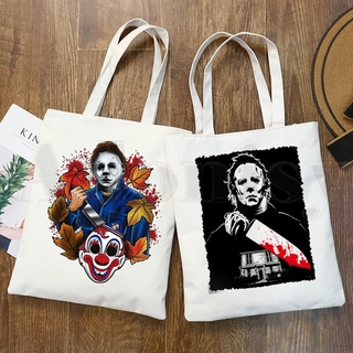 Halloween Horror Michael Myers Cartoon Graphic Cartoon Print Shopping Bags Girls Fashion Casual Pacakge Hand Bag