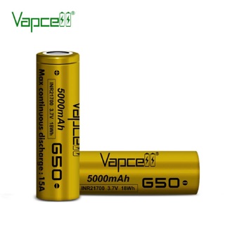 Vapcell INR21700 G50 5000mAh 2ก้อน แถมกระเป๋าใส่ถ่าน