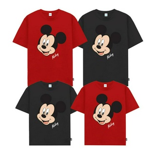 Disney Mickey Mouse family Flock Print T-Shirt  - เสื้อยืดมิกกี้เมาส์ครอบครัว พิมพ์กำมะหยี่ สินค้าลิขสิทธ์แท้100% characters studio