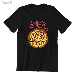 ✣Pizza Slayer เสื้อ Metal Music เทศกาลร็อคเสื้อยืด TEE อินเทรนด์ผู้ชายคอกลมสไตล์เกาหลี 100% เสื้อยืดผ้าฝ้ายแท้แขนสั้นหลว