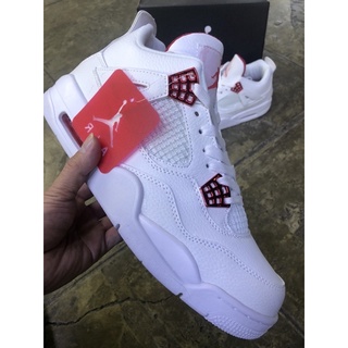 Air Jordan 4 Retro "White/Metallic" รับประกันคุณภาพสูง สําหรับผู้ชาย