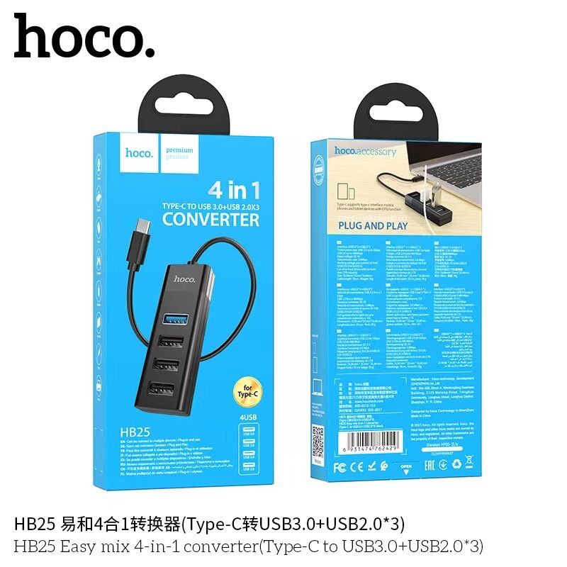 Hoco​ HB25 4in1​HUB​ USB​ รองรับ​3.0​ HUB​ Type-C​ แท้100%