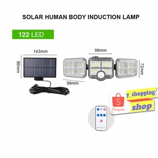 122 LED+Remote Control solar light 270° เหมาะสำหรับ ติดหน้าบ้าน ลานจอดรถ