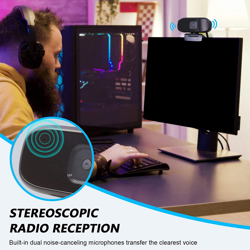 1080P 720P Webcam Professional for Online Classes and Online live 360°+90° Rotation webcam camera Built-in HD microphone #8