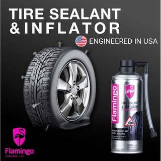 🇺🇸Flamingo Sealant สเปรย์ปะยางฉุกเฉิน ยางรั่ว ยางแบน พร้อมเติมลม สำหรับ รถยนต์ รถจักรยานยนต์ ไม่มียางใน