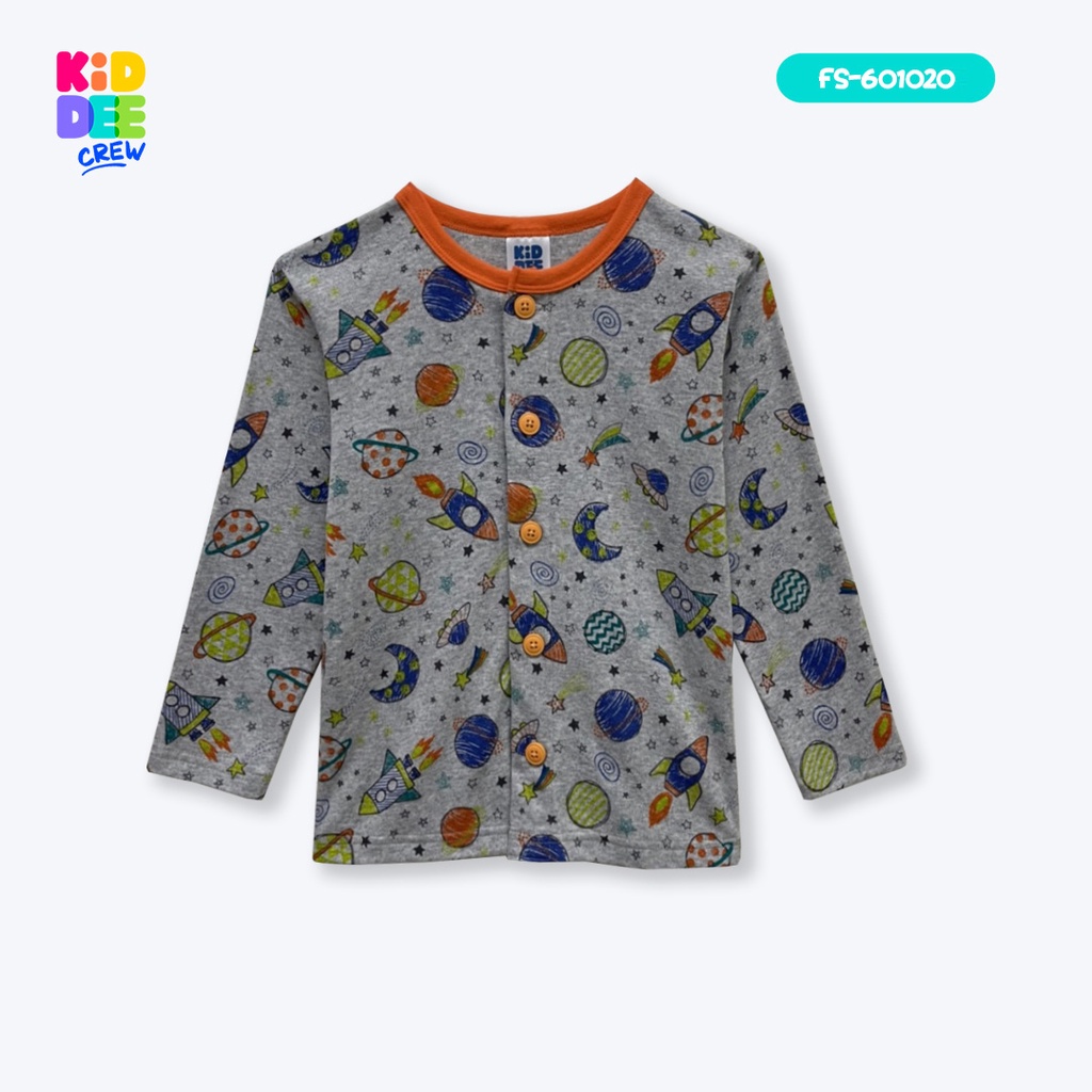 KiddeeCrew ชุดนอนเด็กสีเทาลายอวกาศกุ้นส้ม เหมาะสำหรับอายุ 1-14 ปี ราคา ถูกที่สุด ดีลบีเคเค แกลเลอรีภาพที่ 2