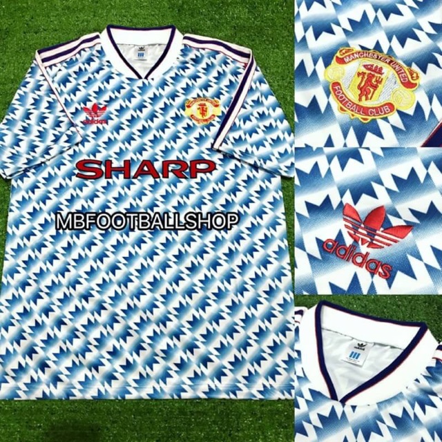 เสื้อแมนเชสเตอร์ยูไนเต็ด เยือน ( Manchester United Away 1990-92 ) รุ่น " ลายไผ่ "