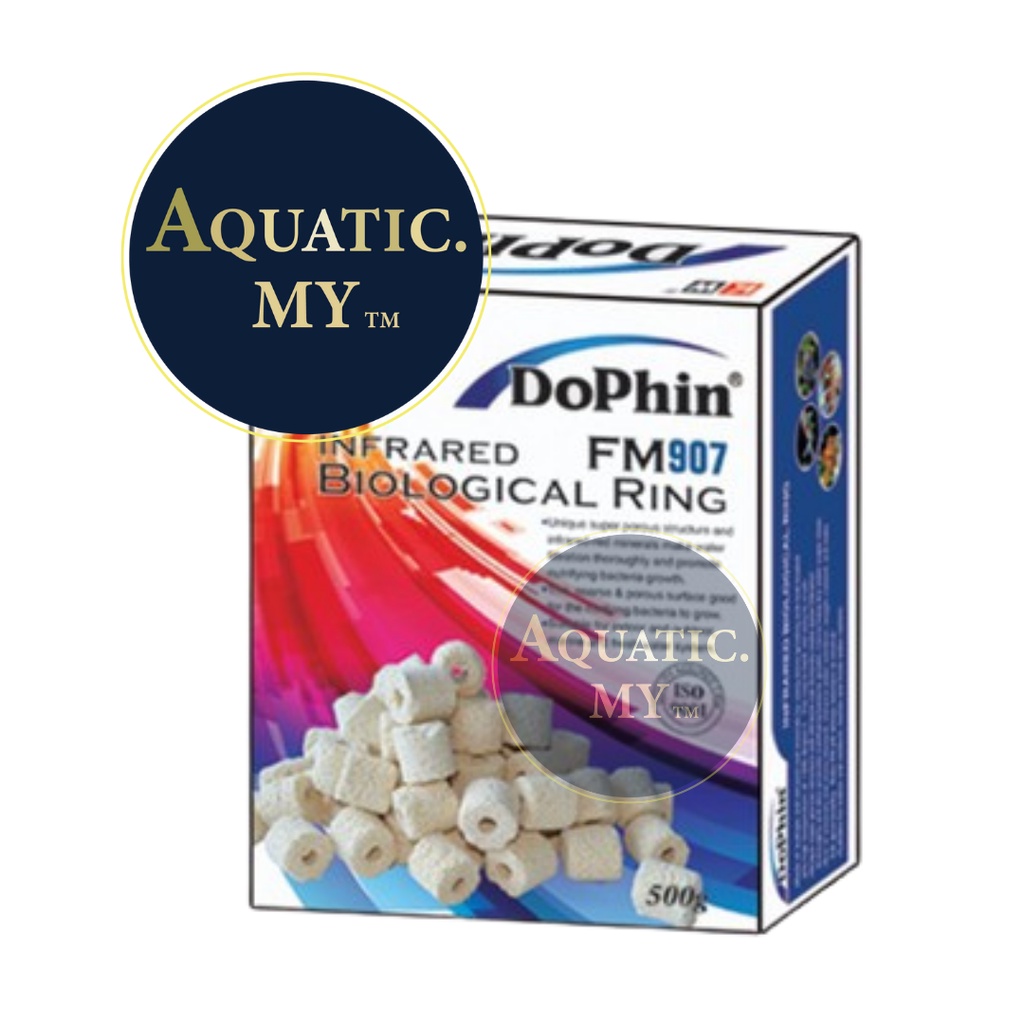 Dophin FM907 แหวนชีวภาพอินฟราเรด (พร้อมถุงตาข่าย) 500gm Aquarium Filter Media