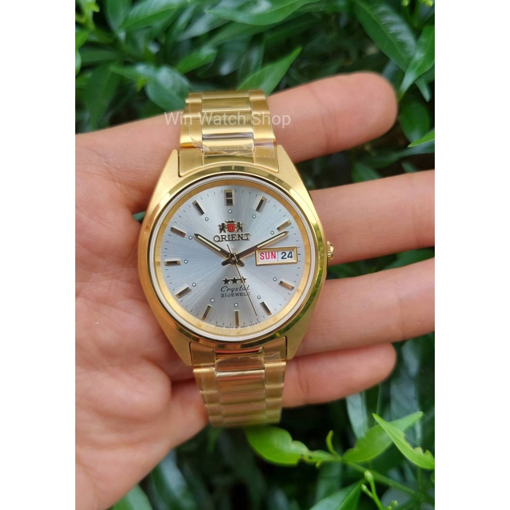 นาฬิกา Orient รุ่น ORAB00002W นาฬิกาผู้ชาย ระบบออโตเมติก เรือนสีทองหน้าปัดขาว ของแท้ 100% รับประกันสินค้า 1 ปีเต็ม (ประกันศูนย์ไทย)