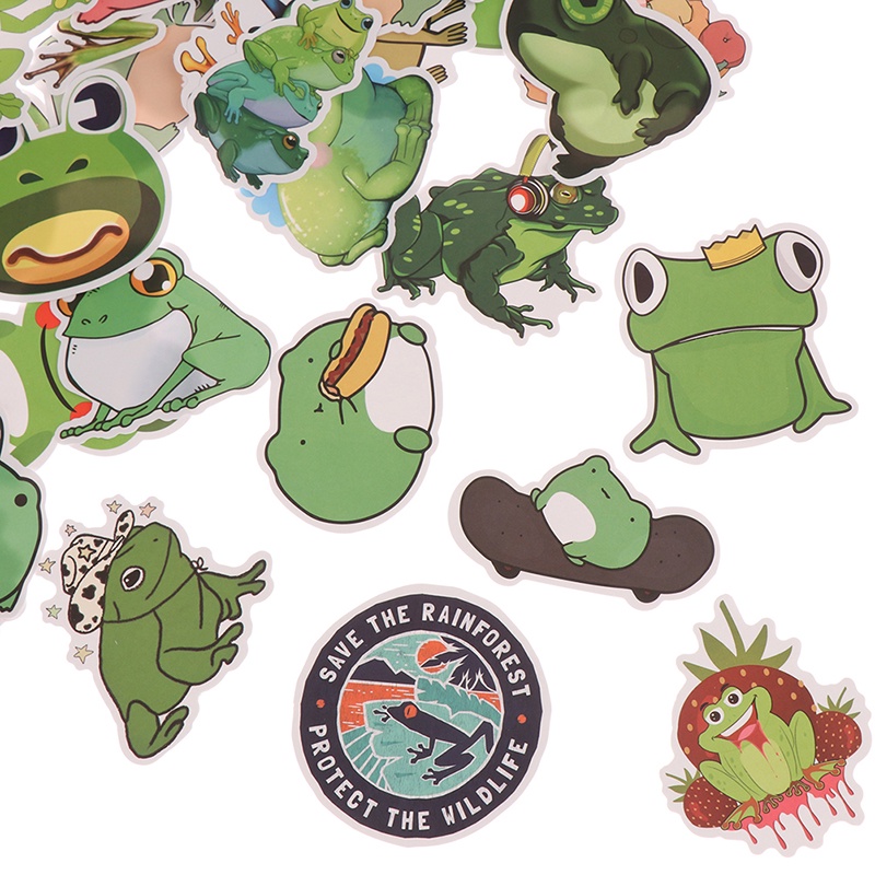Colorfulswallowfly 50Pcs Cute Cartoon Frog Stickers Laptop Phone ...