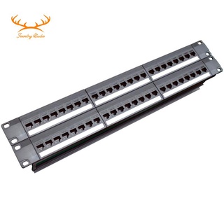 19Inch 1U Cabinet Rack Pass-Through 24 Port CAT6 Patch Panel RJ45 Cable Adapter Keystone Jack ular Frame