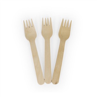 ช้อนไม้ และ ส้อมไม้ Wood Spoon and Wood Fork  14 cm.1 set  #take away #ห่อกลับบ้าน #ใส่ใจสิ่งแวดล้อม PHT1,PHT10