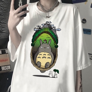 X31 Homemade Shopee Thailand Cross-border Japanese Anime My Neighbor Totoro Print T-shirt College Style Loose Comfortable Womens Top เสื้อเชิ้ตแขนสั้น