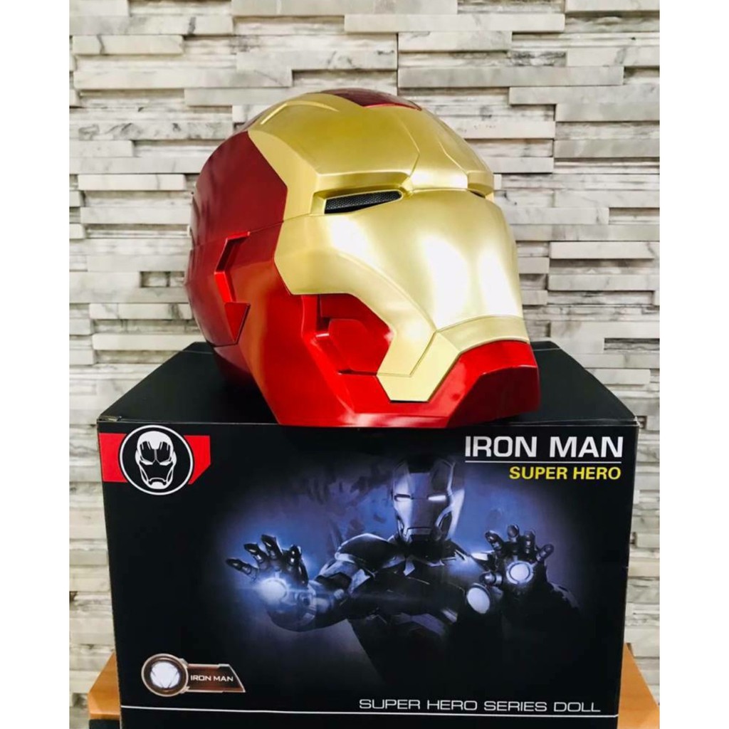firstbuy_โมเดล หมวกหัวมาร์เวลฮีโร่ ไอรอนแมน สวมหัวได้ มีไฟ เปิดหน้าได้ (Marvel Iron Man Helmet)
