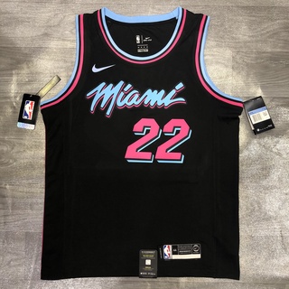 เสื้อกีฬาแขนสั้น ลายทีม Miami Heat City สีดํา 22 สไตล์# Butler 2022