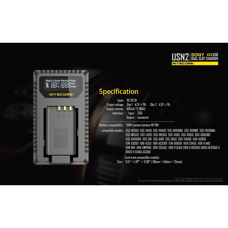 (ของแท้ส่งด่วน) Nitecore USN2 SONY ZV-1, RX100 ทุกรุ่น, RX1, x3000, ZV1, RX100v, RX100va, RX100vi, RX100vii, bx1, NP-BX1 ราคา ถูกที่สุด ดีลบีเคเค แกลเลอรีภาพที่ 9