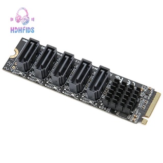 M.2 to Sata3.0 Adapter Card M.2 PCIE 16Gbps Sata 6G 5 Port Hard Drive Extension Hard Drive Converter Card JMB585 Chip