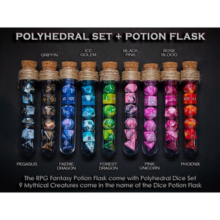 Potion Flask with Dice Set of 7 | ลูกเต๋า Dice For DnD D&amp;D MTG RPG TRPG เกมกระดาน บอร์ดเกม Game ไพ่ทาโรต์ Magic เมจิก