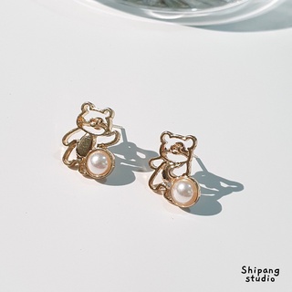 Golden bear earring ต่างหูเกาหลี ต่างหูแฟชั่น ต่างหูก้านเงินแท้ S925
