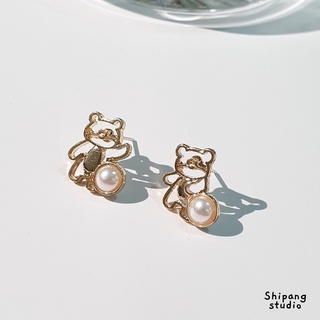 Golden bear earring ต่างหูเกาหลี ต่างหูแฟชั่น ต่างหูก้านเงินแท้ S925