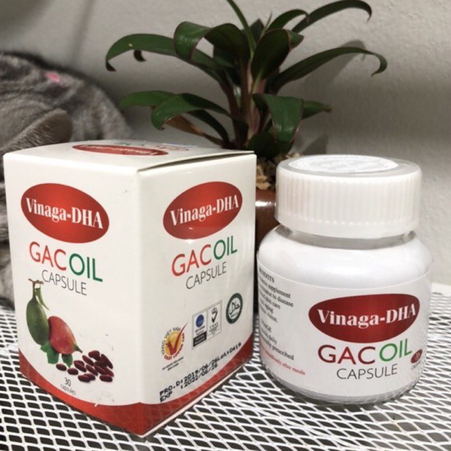 พร้อมส่ง!! ของแท้ น้ำมันฟักข้าวสูตรเข้มข้น GAC OIL VINAGA-DHA กระปุกขาว นำเข้าจากเวียดนาม
