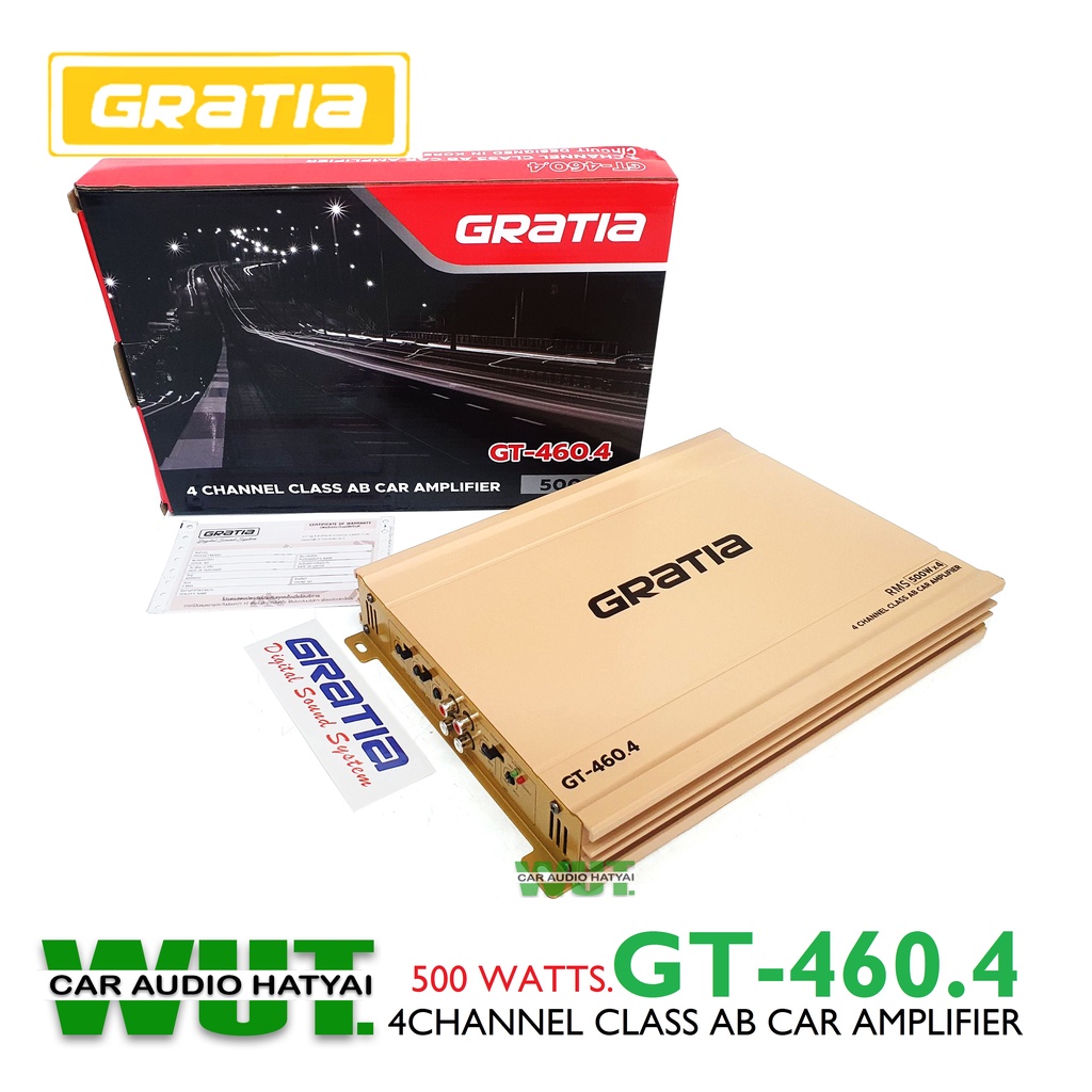 GRATIA เพาเวอร์แอมป์ 4CH Class AB ขับลำโพงเสียงกลางแหลม  กำลังขับ 500วัตต์/Watts. GRATIA รุ่น GT 460.4