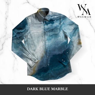 เสื้อเชิ้ตแขนยาวลายหินอ่อน(ดาร์ค บลู):Dark Blue Marble Shirt (Long-sleeved)