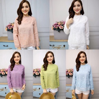 เสื้อคอกลม แขนยาว เนื้อผ้า Chiffon ญี่ปุ่น