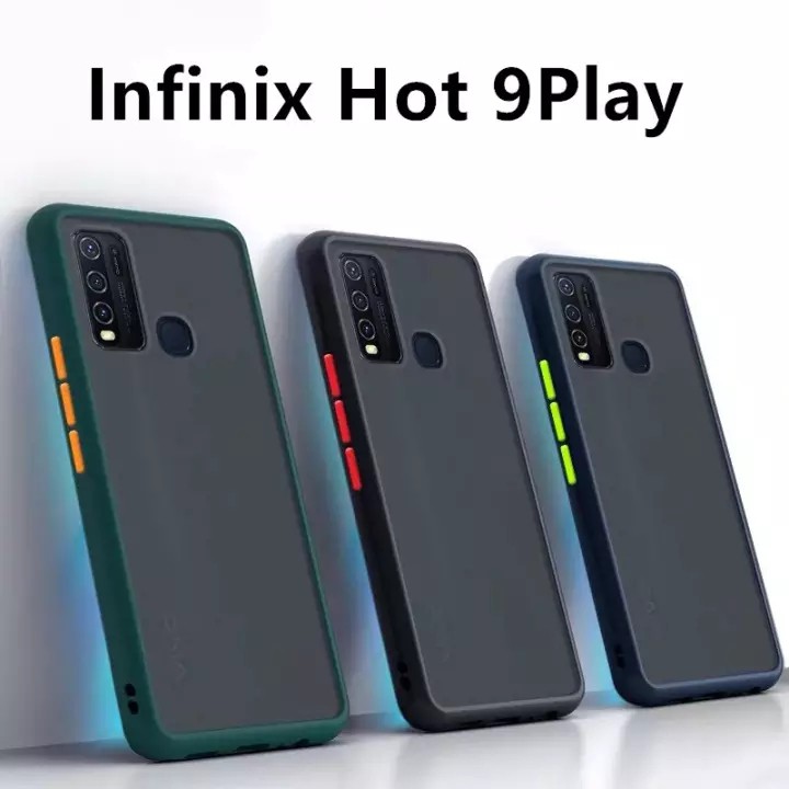 [พร้อมส่งจากไทย ]ขอบสีหลังด้าน Case Infinix Hot 9 Play ปุ่มสีผิวด้าน ขอบนิ่มหลังแข็ง เคสโทรศัพท์INFINIX Hot9 Play 025