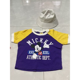 เสื้อครอปmickeyม่วงเหลือง