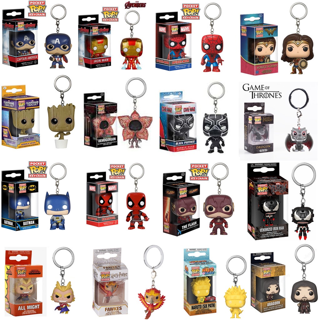 พวงกุญแจ Funko Pocket Pop: Marvel Avengers 4: กัปตันอเมริกา Iron Man Wonder Woman Spiderman Deadpool