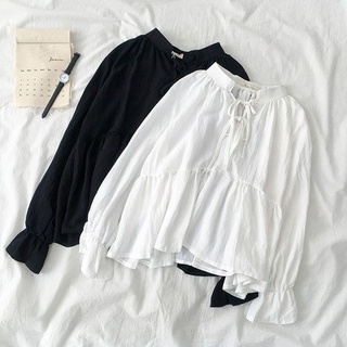 เสื้อเชิ้ตผ้าชีฟองสไตล์เกาหลีสําหรับผู้หญิง