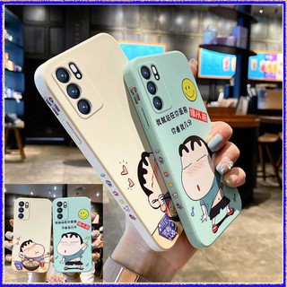 Crayon Shin-Chan 🔥 เคส OPPO RENO5 RENO 5K RENO5 PRO Reno6 Realme7 5G Realme 8-5G reno3 K7 เคส RENO 4 5G RENO4 SE เคส  Realme V13-5G/Q3i-5G/Q3-5G V5 Q2 K7X เคสโทรศัพท์ขอบตรงลายดอกไม้ย้อนยุค