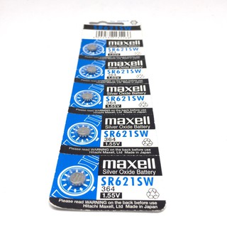 ถ่านกระดุม Maxell SR621SW แพค 5 ก้อน 1.5V