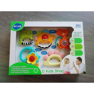 Dinosaur Rattles and teether ของเล่นเด็ก เขย่ามือเด็ก ยางกัด 2in1 สุดคุ้ม เกรดพรีเมี่ยม แบรนด์ Hola(Huile)