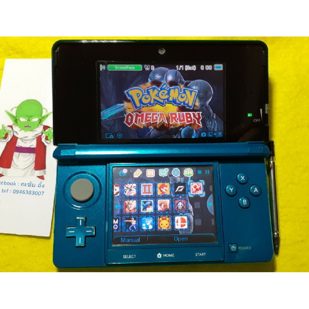 Nintendo 3ds สีฟ้ารูไซด์ มือสองญี่ปุ่น แปลงเล่นผ่านเมมแล้ว