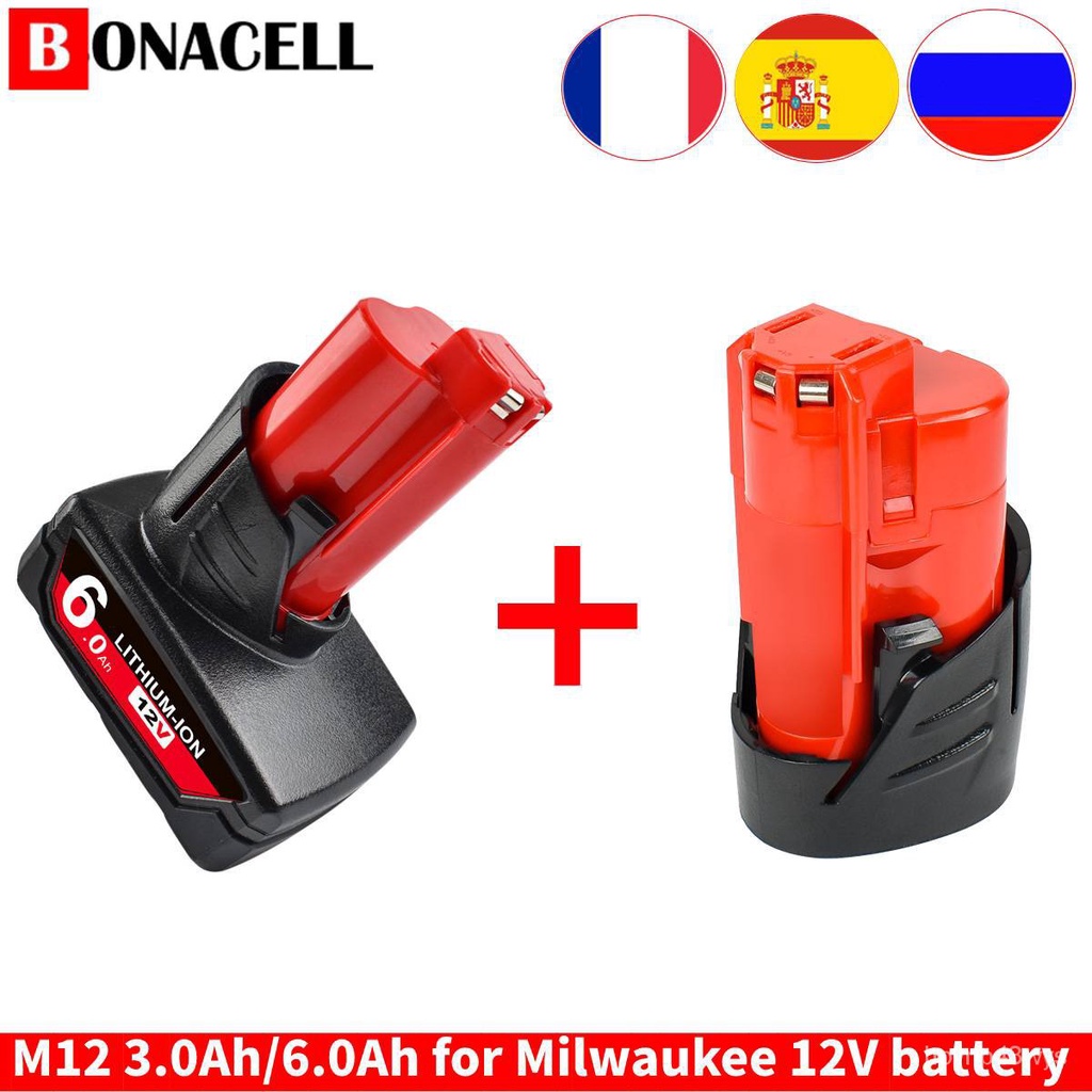 Bonacell 12V 3.0Ah Rechargeable Battery for Milwaukee 12V M12 XC Cordless Tools 48-11-2402 48-11-241