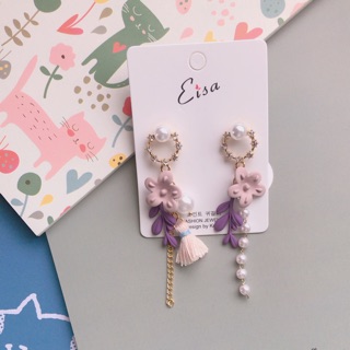 ต่างหูดอกไม้ (สีม่วง) 🌺 Purple Flower Earring