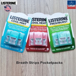 Listerine® Breath Strips Pocketpaks 24 Strips Pack 3 or Pack 5 ลิสเตอรีน แผ่นแปะลิ้นระงับกลิ่นปาก ลดกลิ่นปาก